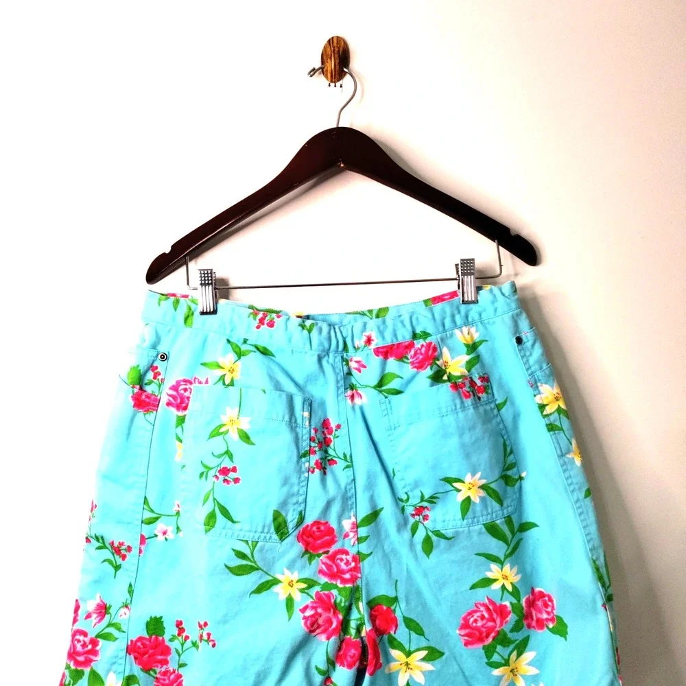 DAVID N SPORT Women 14 Floral Tropical Skort Drawstring Tennis Beach Golf Resort